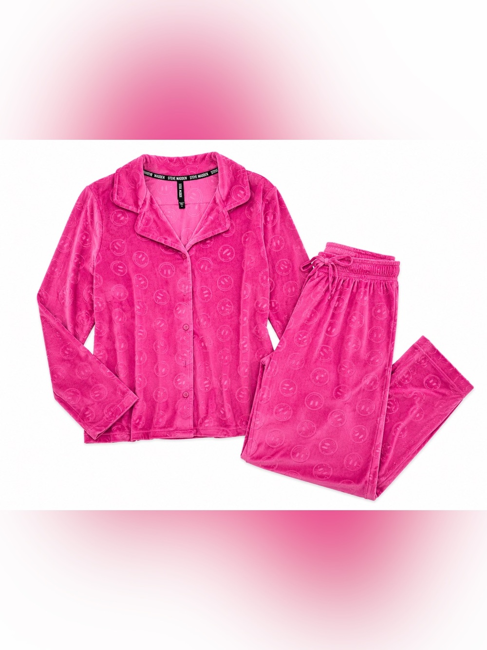 Steve Madden Bright Pink Plush Pajama Set